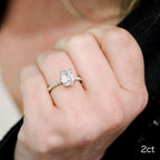 2.0 CT Emerald Moissanite Pave Setting Engagement Ring