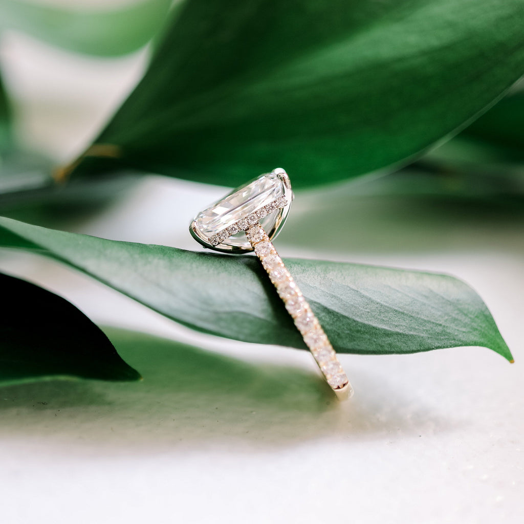 2.0 CT Radiant Moissanite Solitaire Pave Setting Engagement Ring