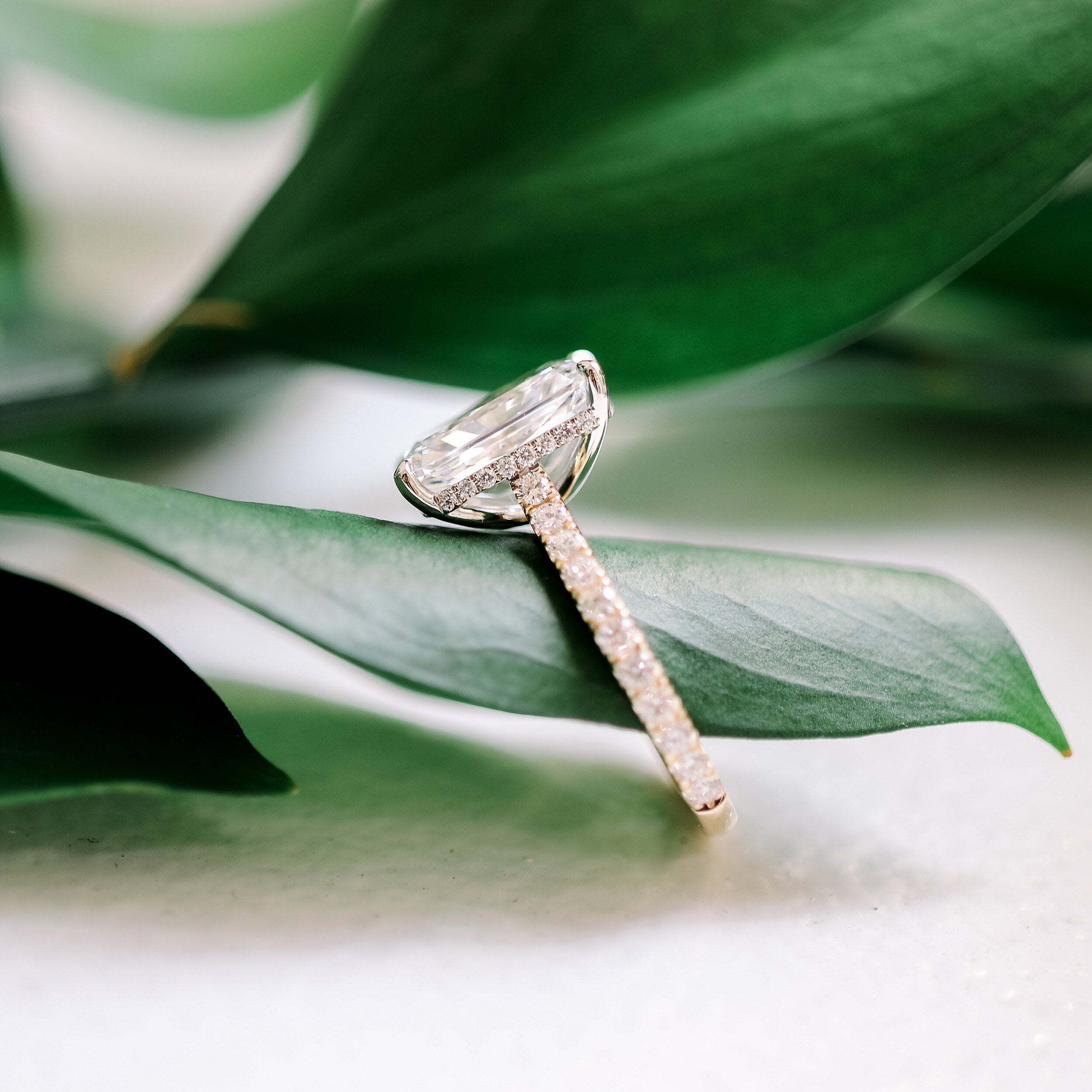 2.0 CT Radiant Moissanite Solitaire Pave Setting Engagement Ring