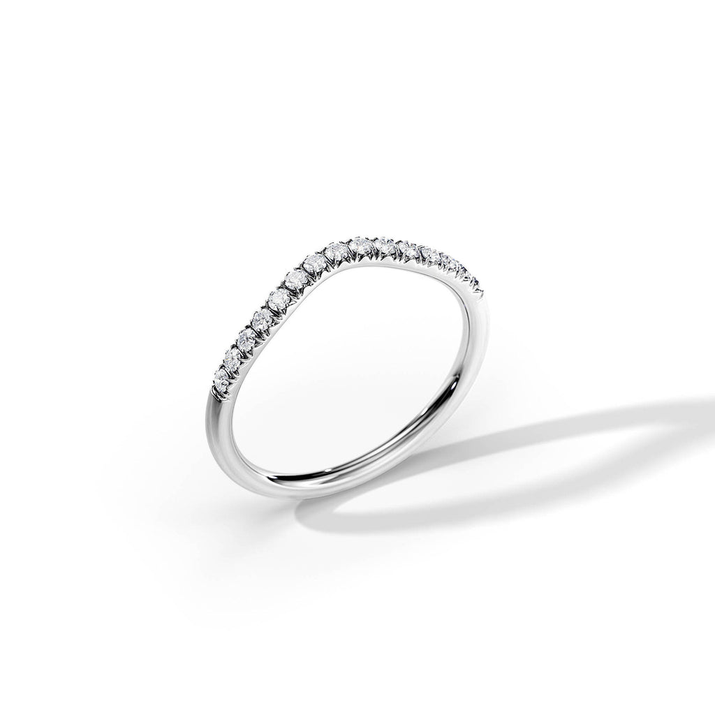 0.15 TCW Round Moissanite Curved Wedding Band