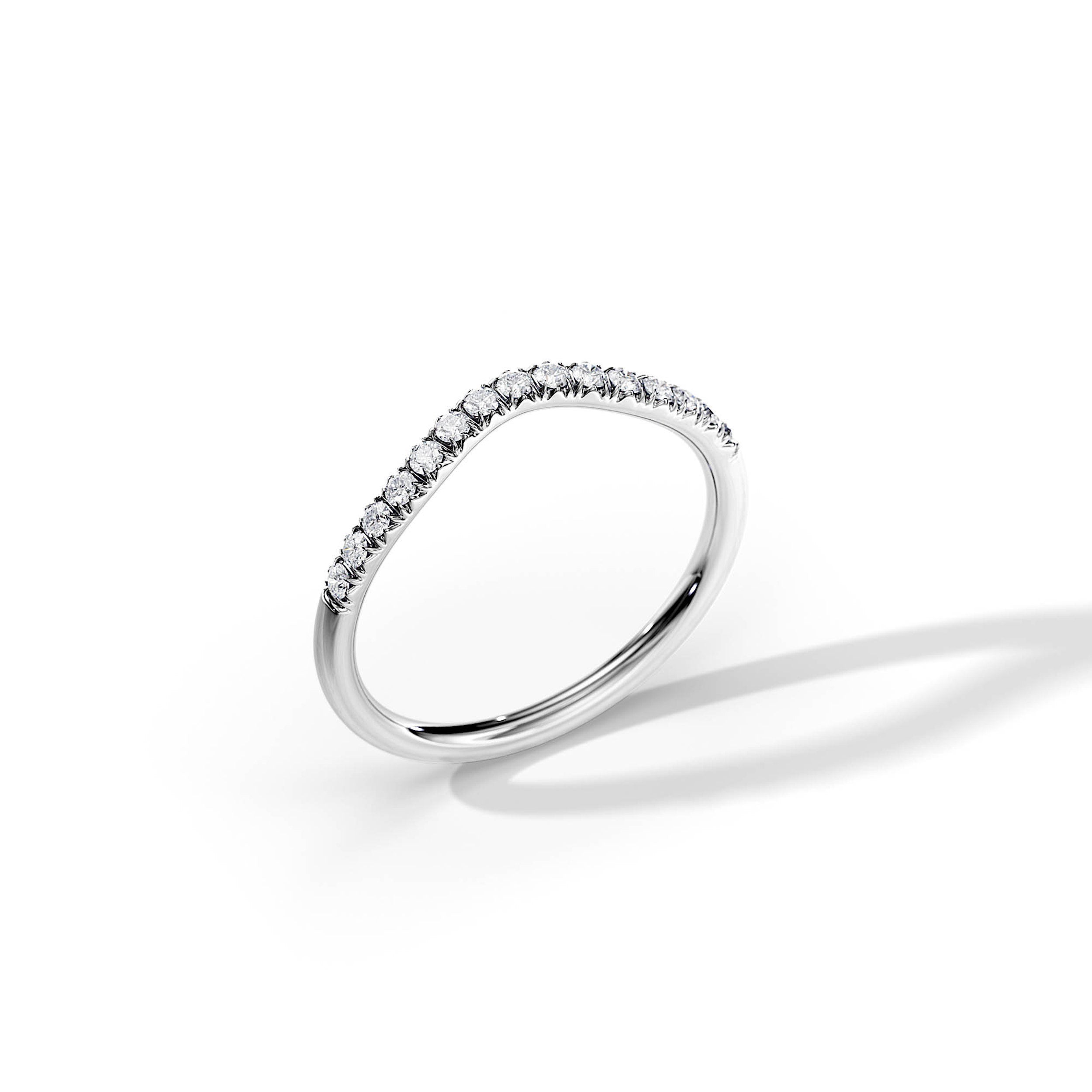 0.15 TCW Round Moissanite Curved Wedding Band