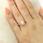1.50 CT Oval Cut Moissanite Halo Split Shank Style Engagement Ring