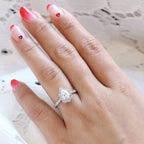1.0 CT Vintage Floral Pear Cut Diamond Moissanite Halo Engagement Ring