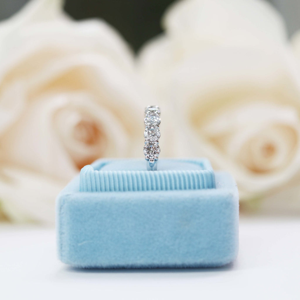 0.35 TCW Round Brilliant Cut 7 Stone Eternity Wedding Band