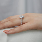 2.30 CT Cushion Moissanite Vintage Halo Engagement Ring