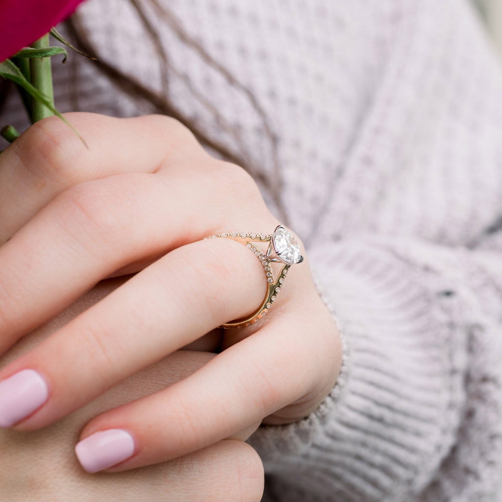 2.25 CT Pear Moissanite Pave Setting Engagement Ring