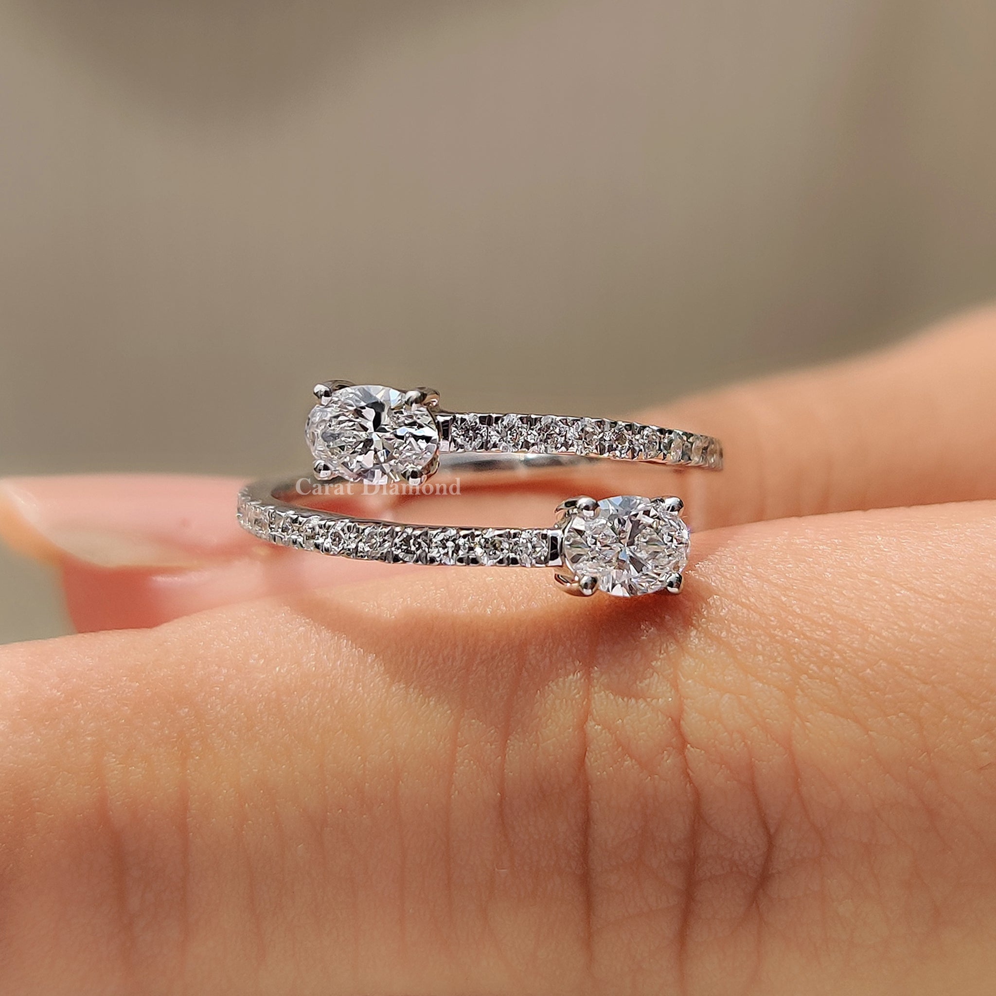 Oval Cut Moissanite Bypass Engagement Ring Main image
