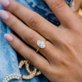 2.70 CT Oval Cut Moissanite Solitaire & Hidden Halo Setting Engagement Ring