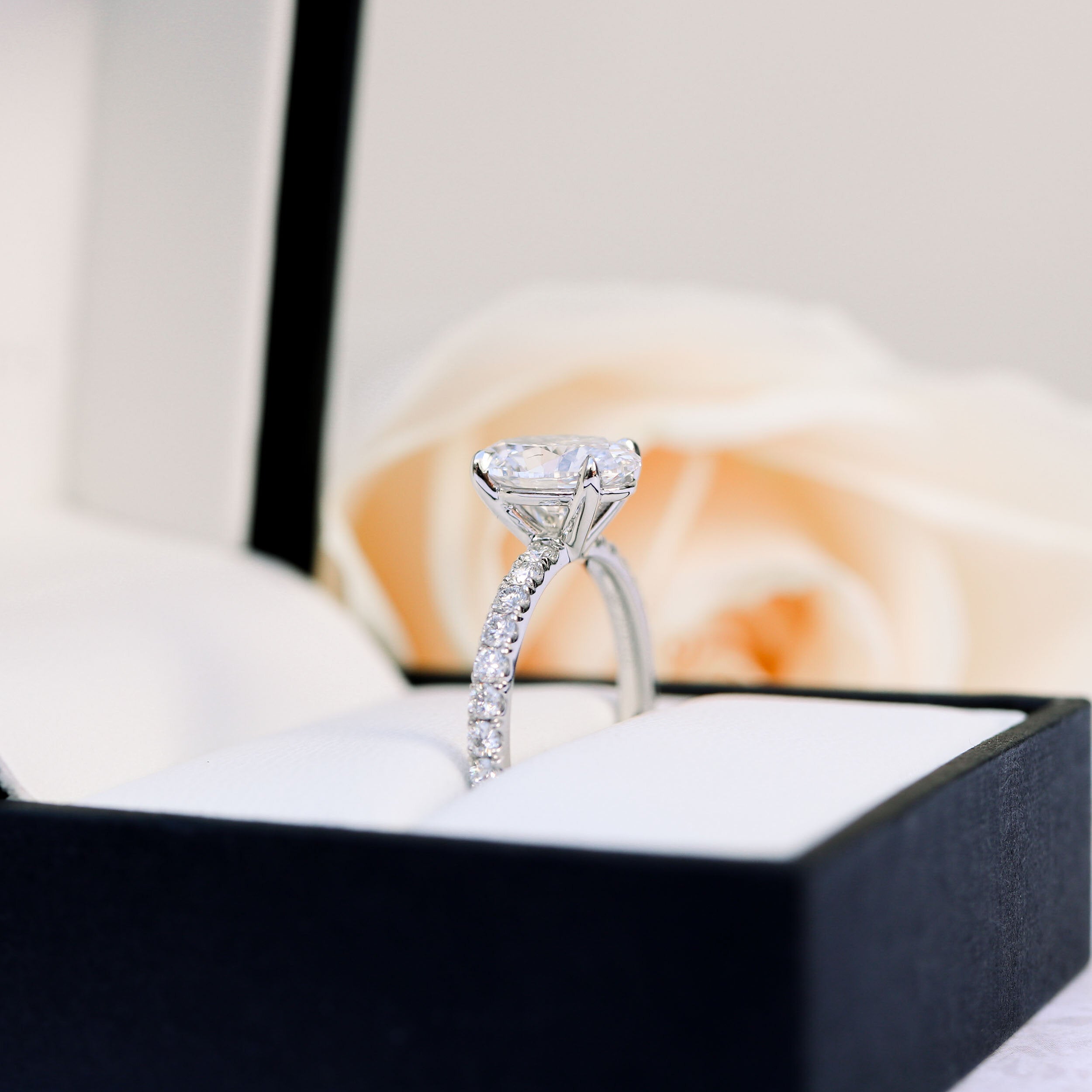 2.25 CT Oval Moissanite Pave Setting Engagement Ring