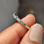Curved Wedding Band With Round Cut Cyan Blue Stone