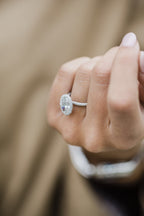3.85 CT Oval Halo Moissanite Setting Engagement Ring