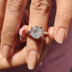 Moissanite Solitaire Ring With portuguese Cut