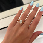 2.0 CT Oval Cut Moissanite Hidden Halo Engagement Ring