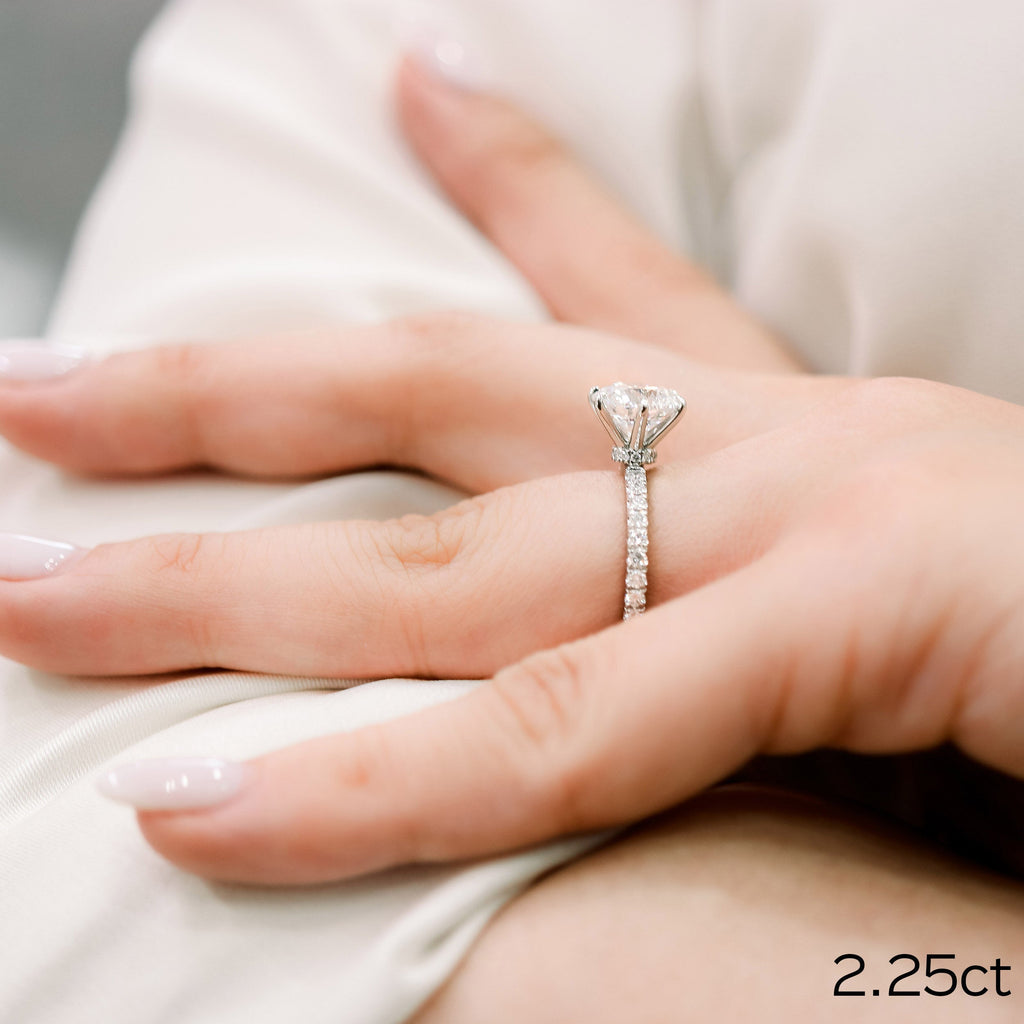 2.25 CT Round Moissanite Pave Setting Engagement Ring