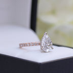 2.25 CT Pear Moissanite Hidden Halo Pave Setting Engagement Ring