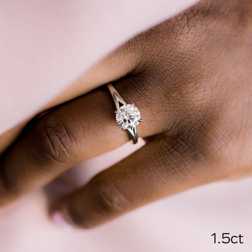 1.50 CT Round Moissanite Solitaire Style Engagement Ring
