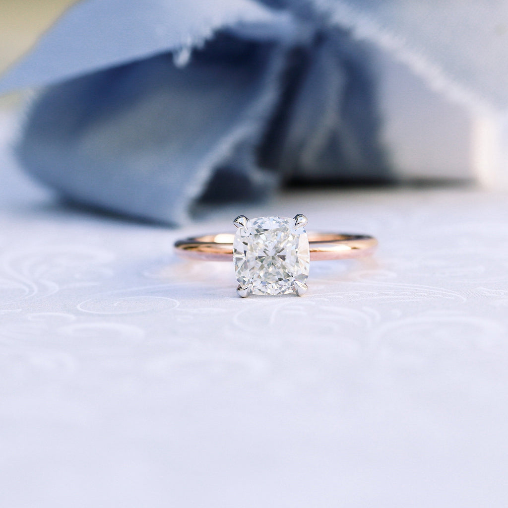 2.75 CT Cushion Cut Moissanite Solitaire Engagement Ring