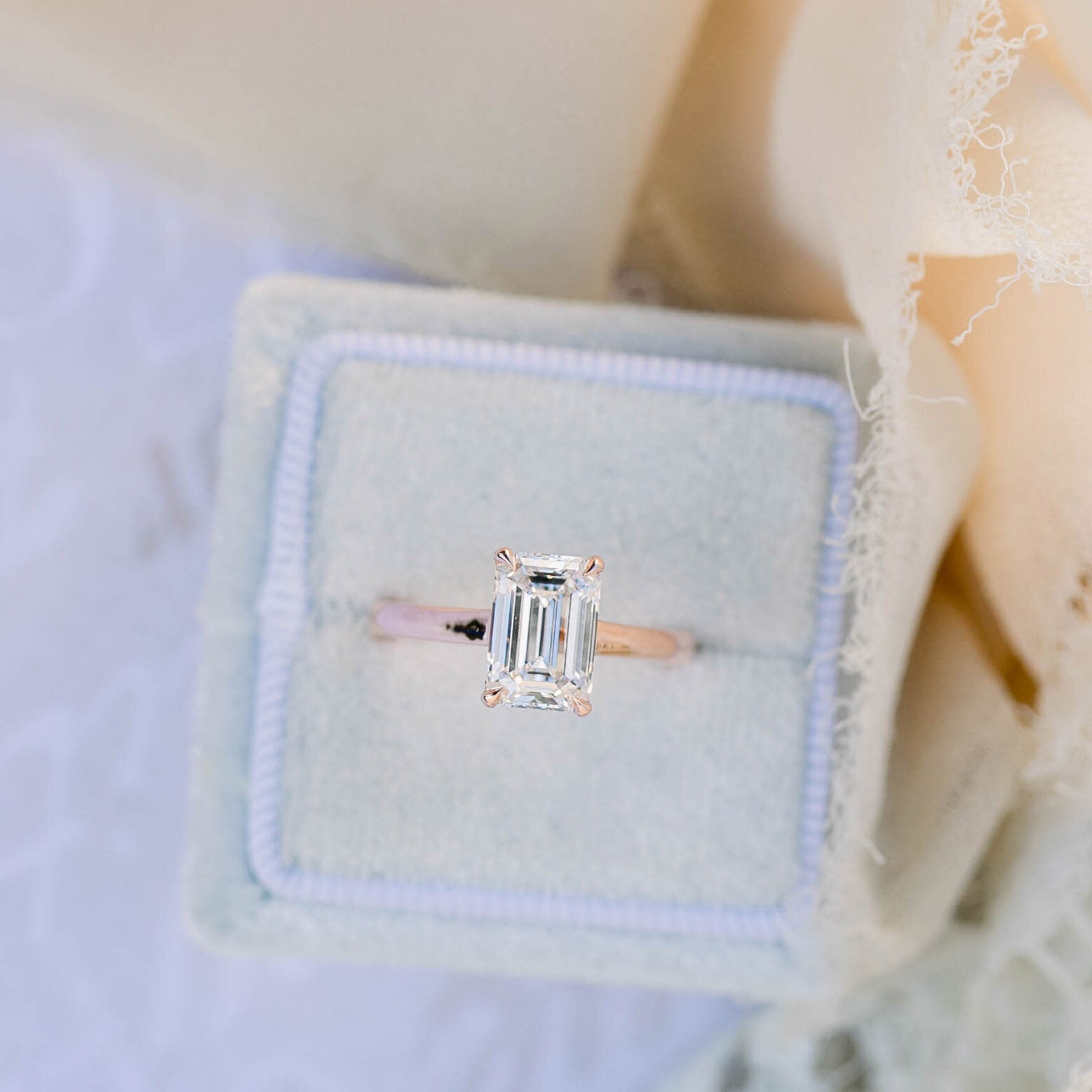 1.75 CT Emerald Cut Moissanite Solitaire Engagement Ring