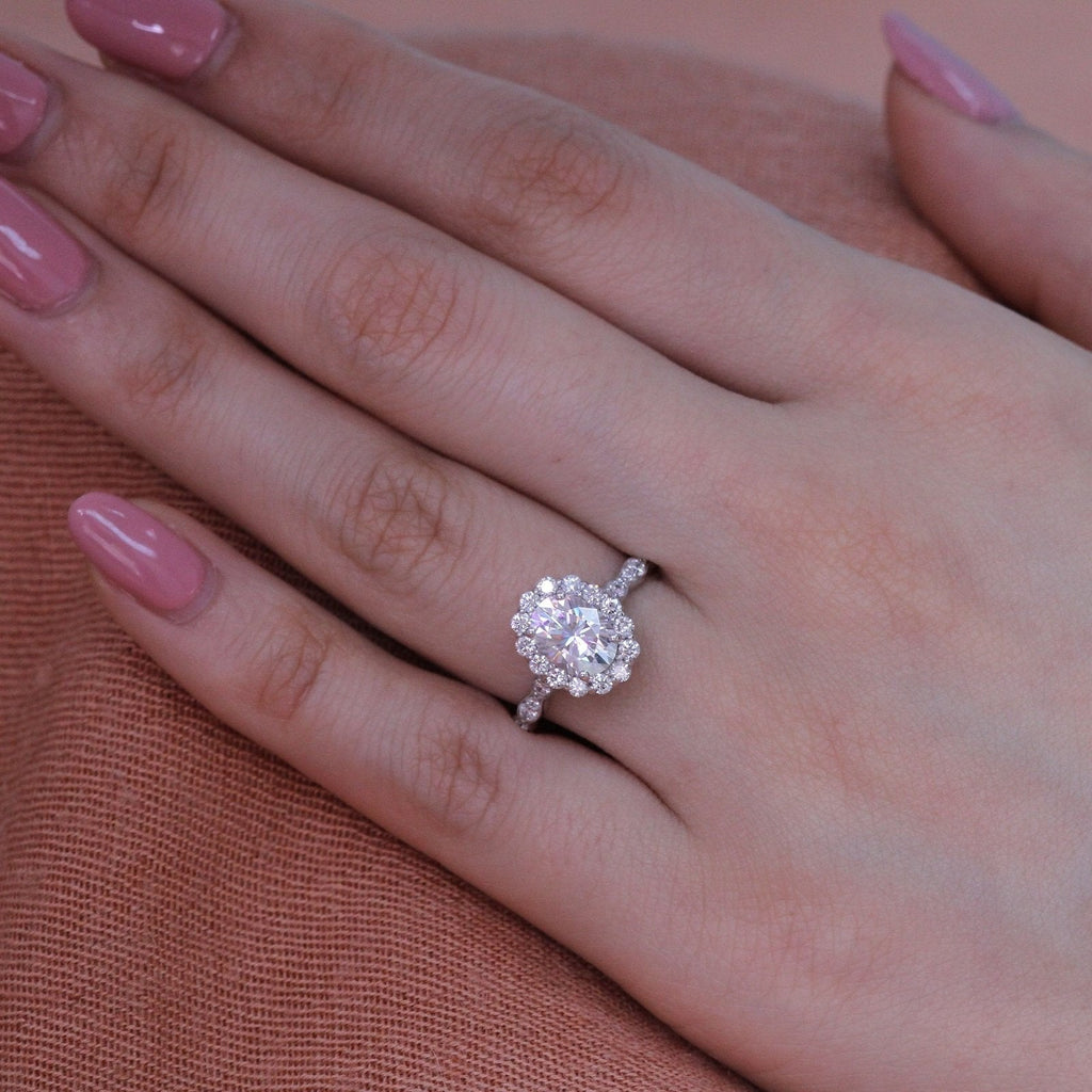 1.50 CT Oval Cut Vintage pave Style Moissanite Engagement Ring