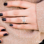 1.75 CT Emerald Cut Moissanite Pave Setting Engagement Ring