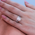 1.50CT Oval Cut Moissanite Halo Bridal Ring Set