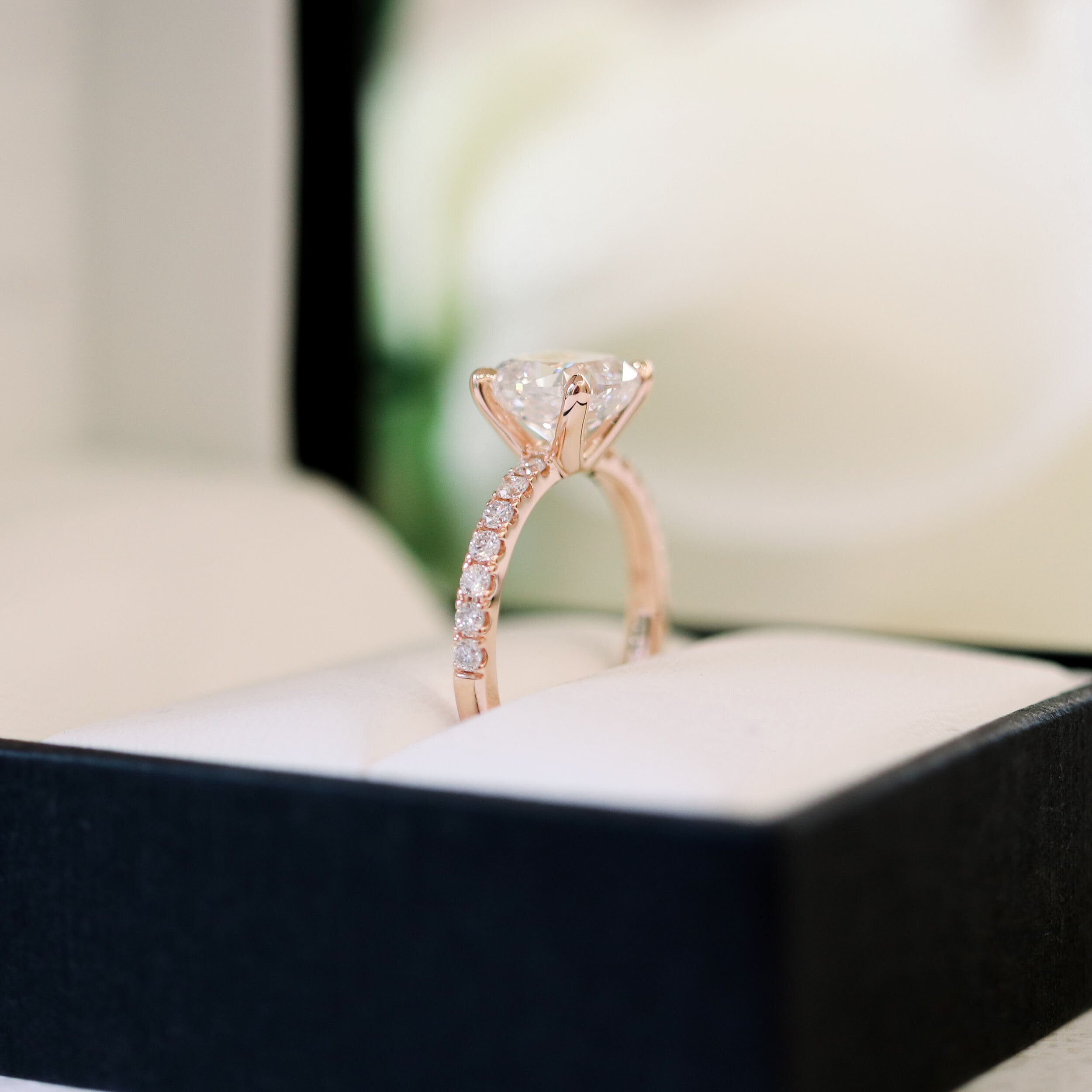 1.75 CT Cushion Moissanite Pave Setting Engagement Ring