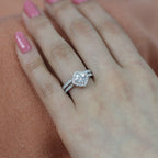 1.0CT Cushion Cut Moissanite Halo Bridal Ring Set