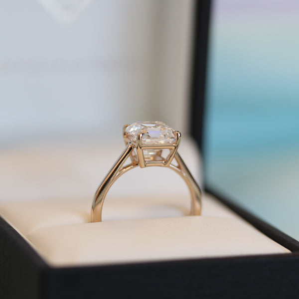 2.50 CT Asscher Cut Moissanite Solitaire Engagement Ring