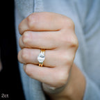 2.0 CT East-West Oval Cut Moissanite Solitaire Engagement Ring