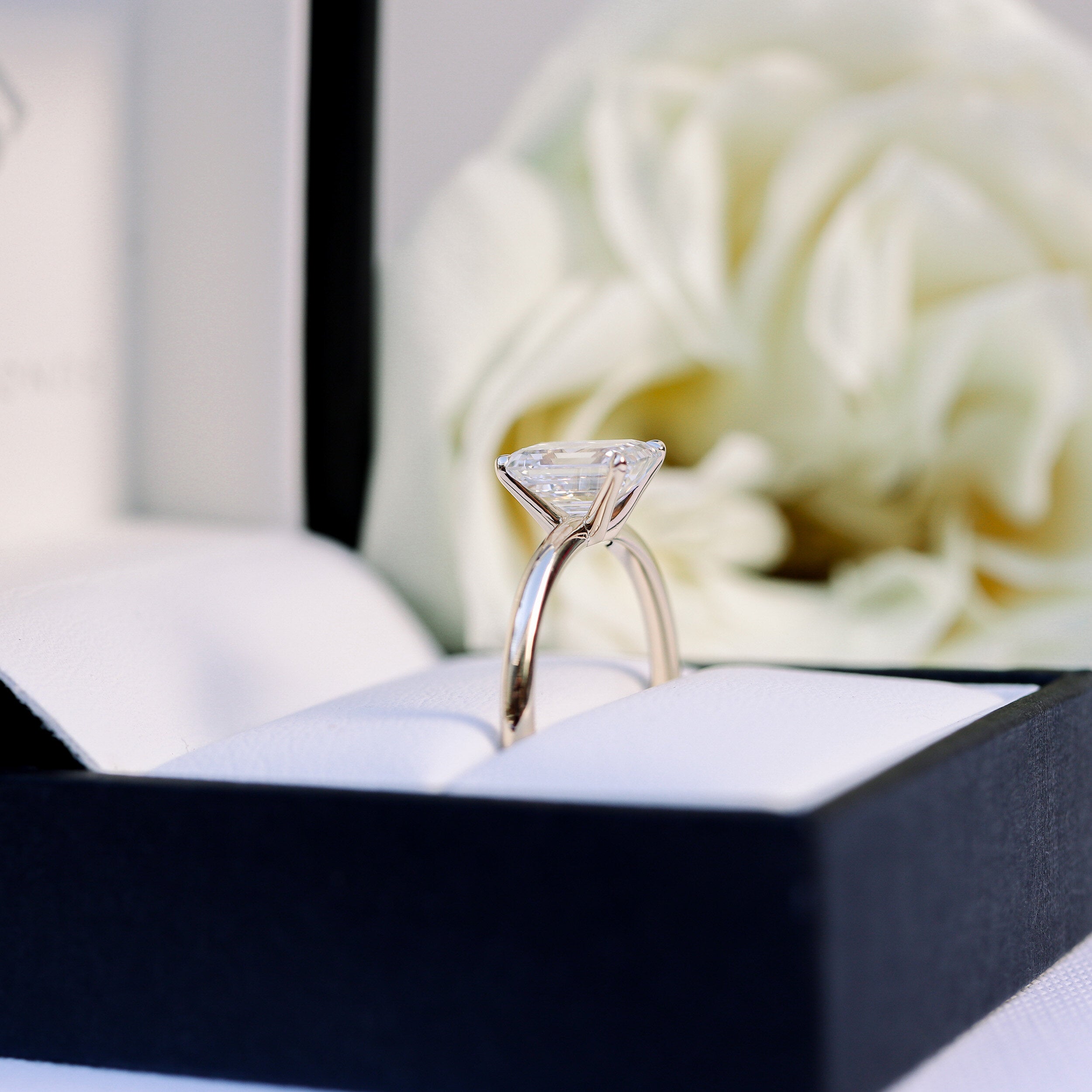 2.75 CT Emerald Cut Moissanite Solitaire Engagement Ring