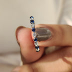 Round Cut Blue Diamond and Blue Sapphire Eternity Band