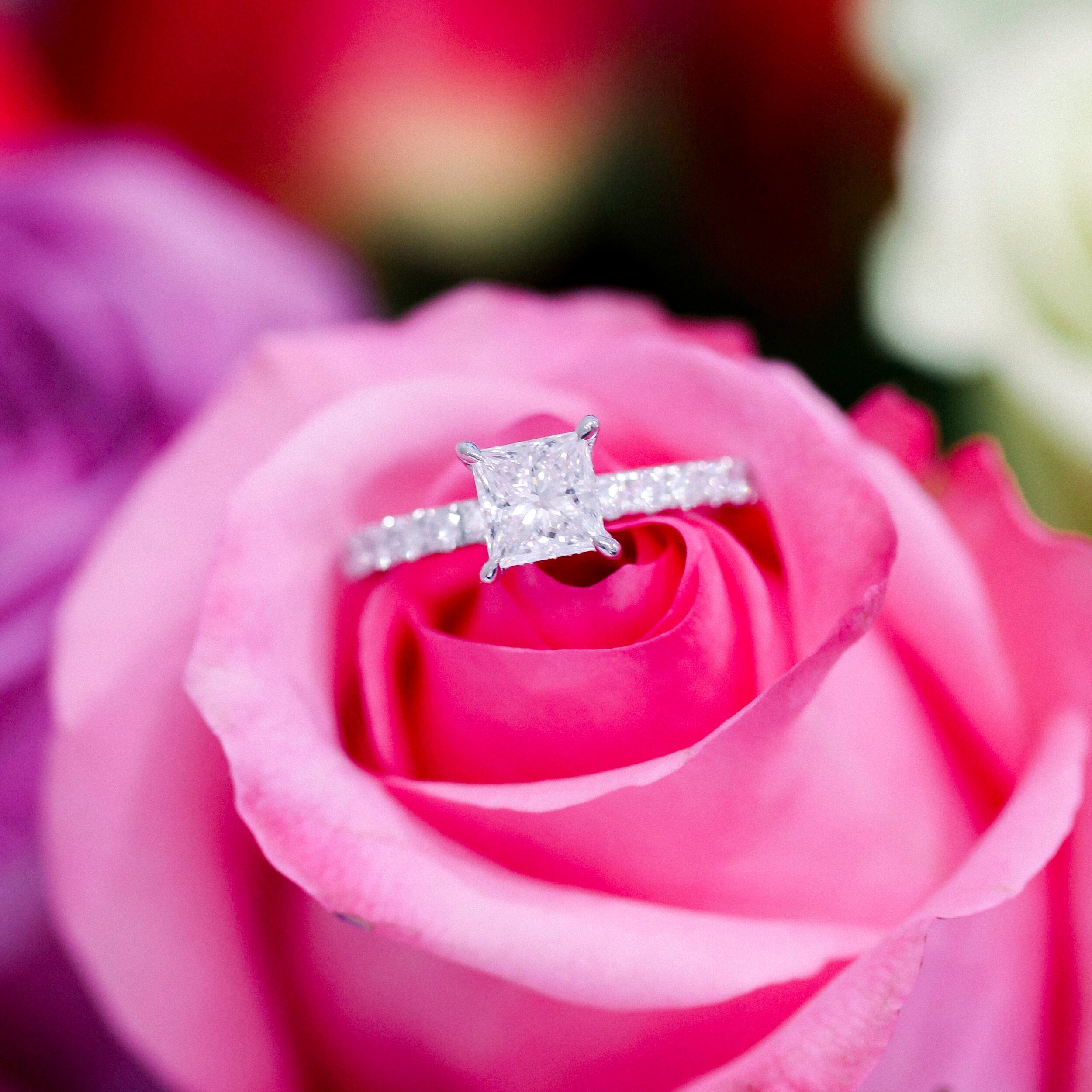 1.50CT Princess Cut Moissanite Solitaire Engagement Ring