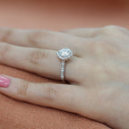 1.0 CT Cushion Cut Vintage Halo Style Moissanite Engagement Ring