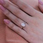 2.0CT Oval Cut Moissanite Vintage Halo Bridal Ring Set