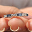 Blue Moissanite Baguette Cut Half Eternity Band