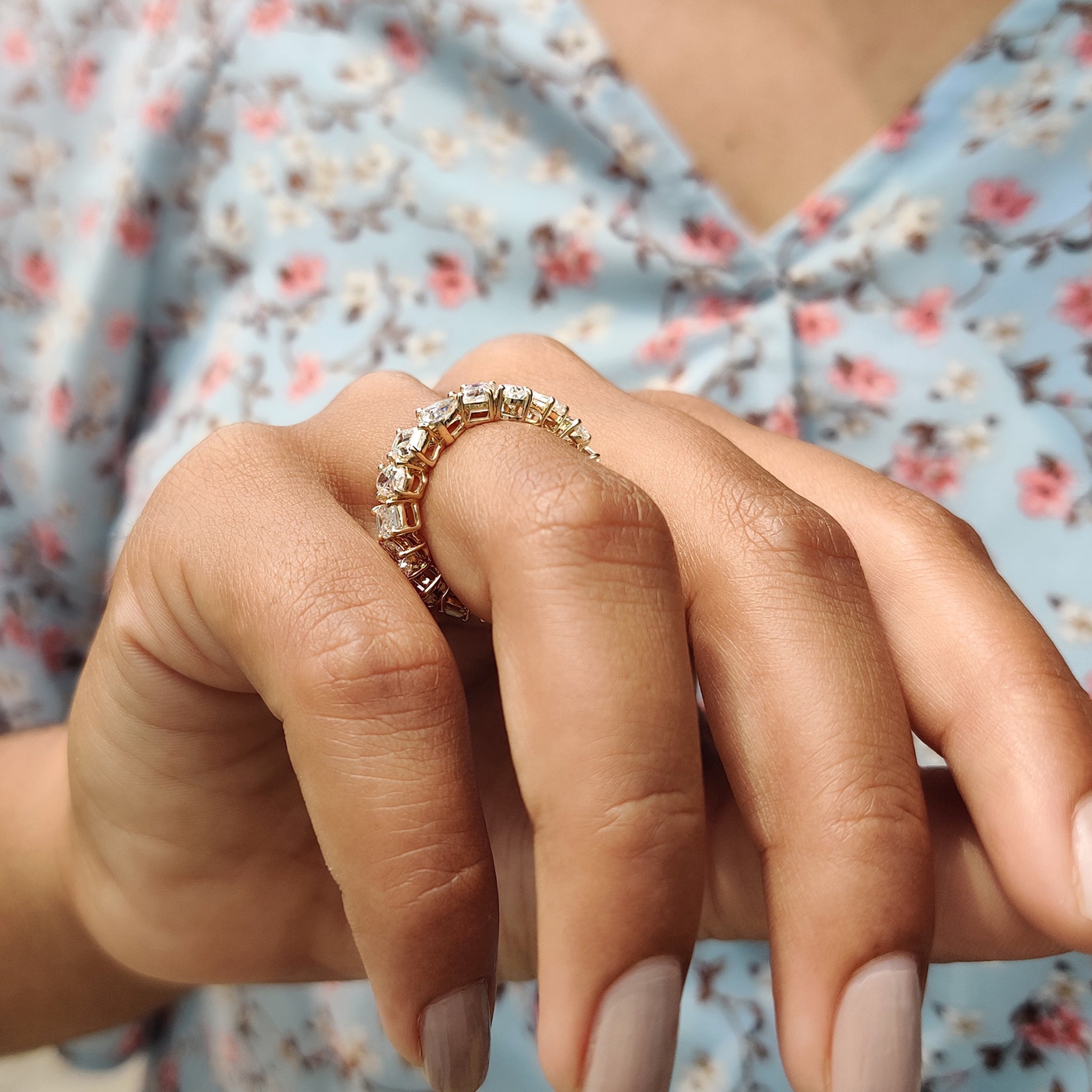Oval, Pear, Heart, and Emerald Moissanite Multi Shape Eternity Band