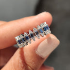 Baguette And Round Cut 3 Row Diamond Band