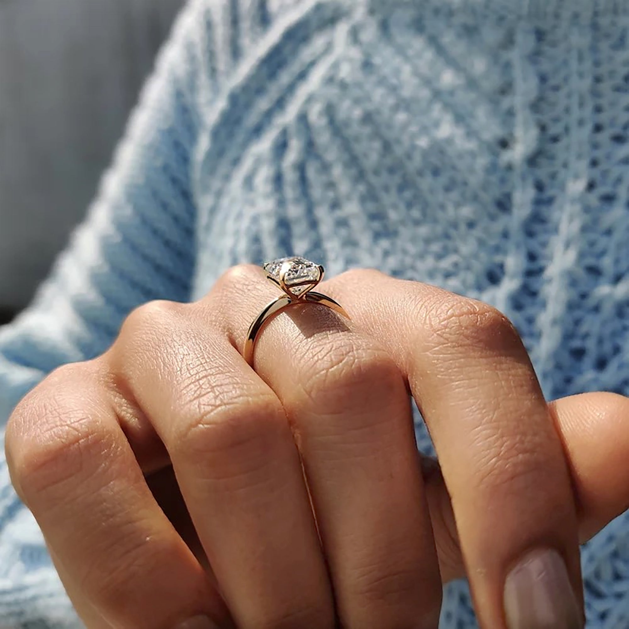 Knife Edge Emerald Cut Solitaire Ring