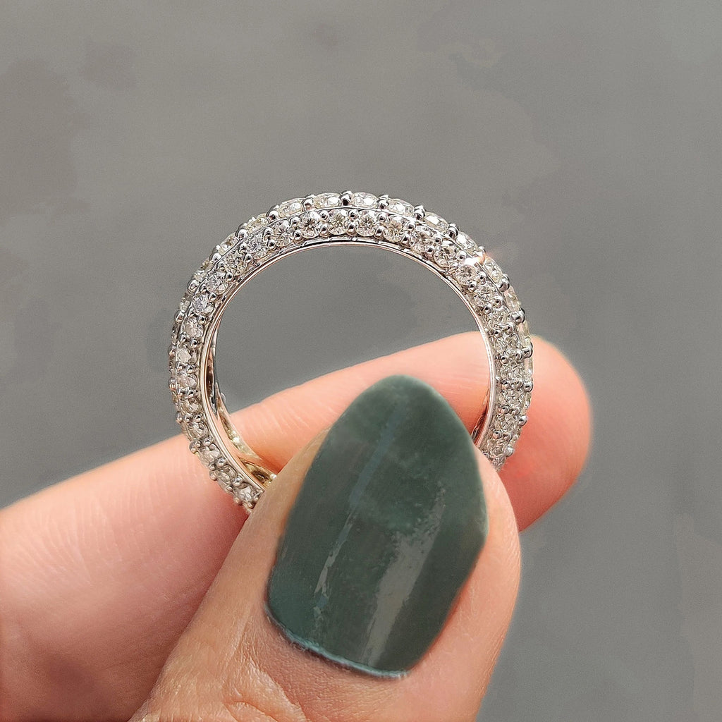 White Gold Wedding Band In Round Full Eternity setting