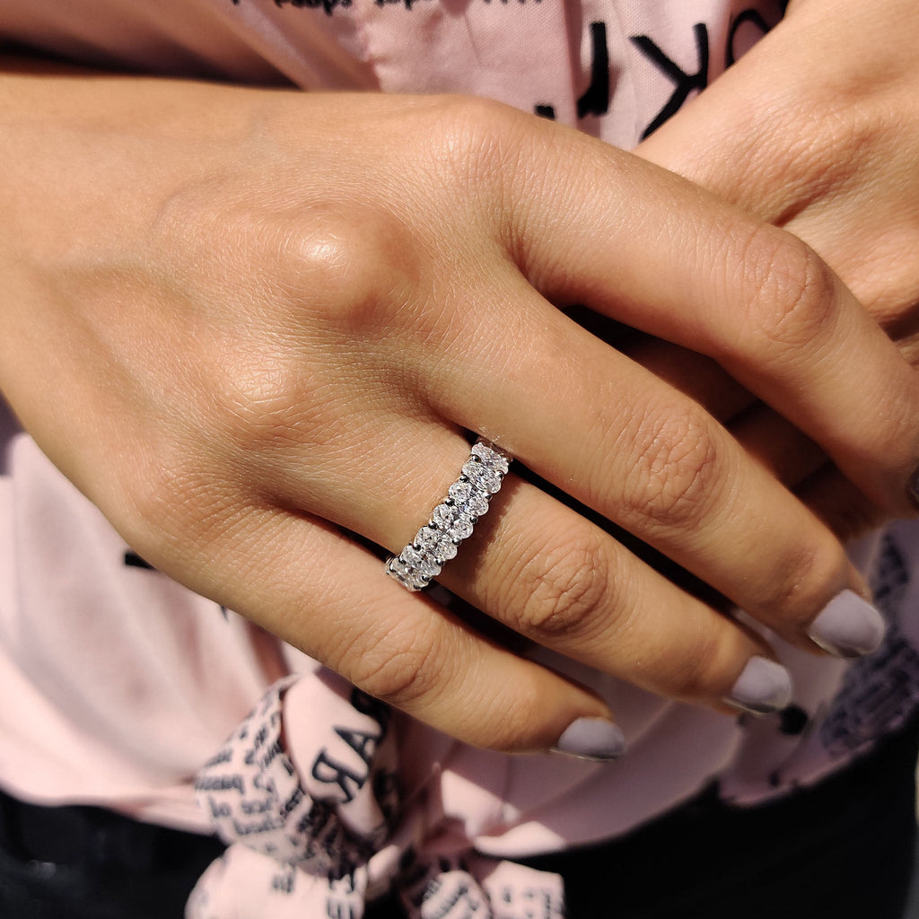 Moissanite Oval Eternity Band In Trellis Setting