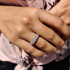 Moissanite Oval Eternity Band In Trellis Setting