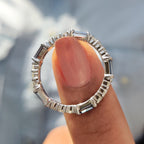 Baguette Cut Eternity Band With Blue Moissanite