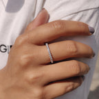 Round Cut White Gold Moissanite Wedding Band