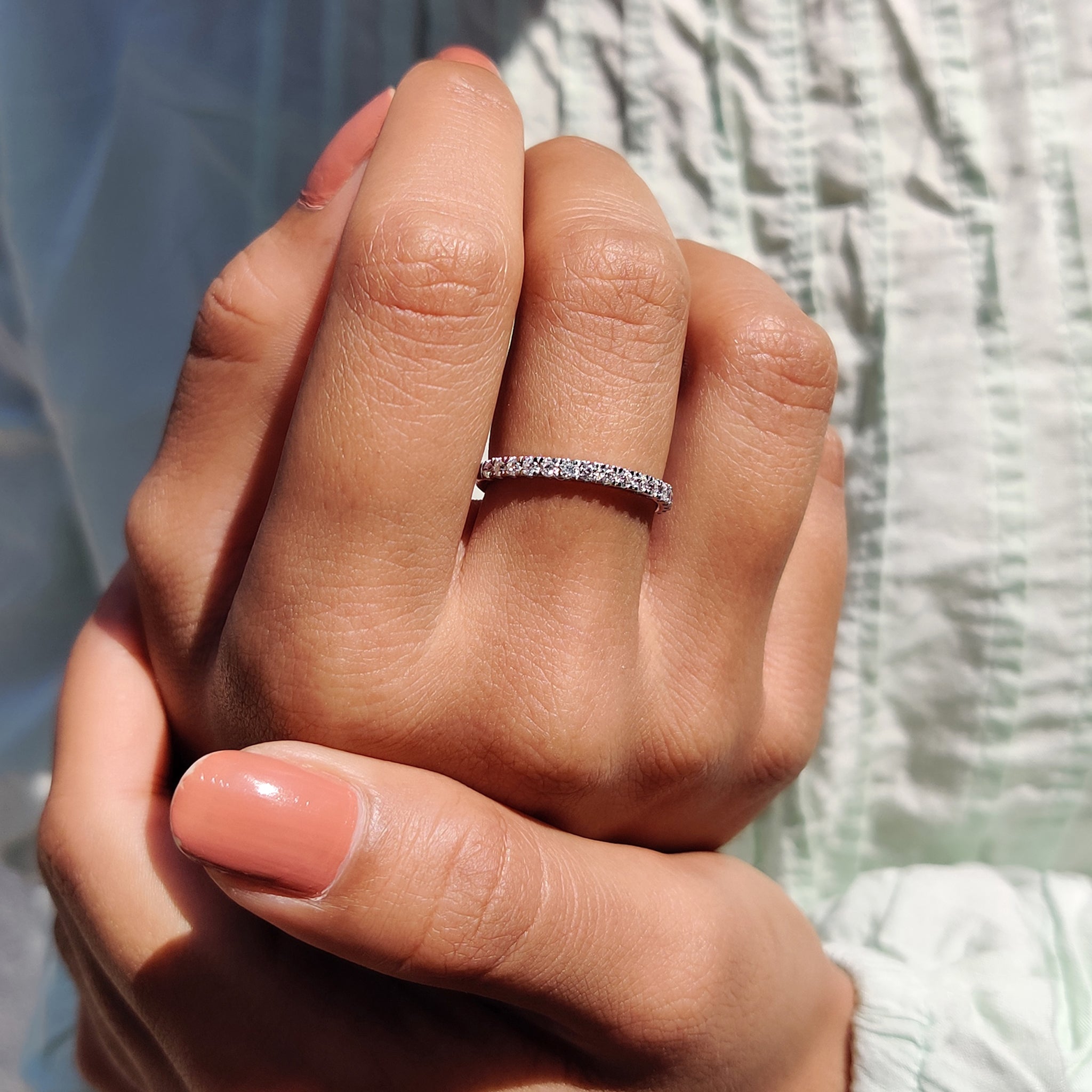 White Gold Wedding Band - Half Eternity