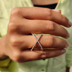 X Shaped Wedding Band In Yellow Gold