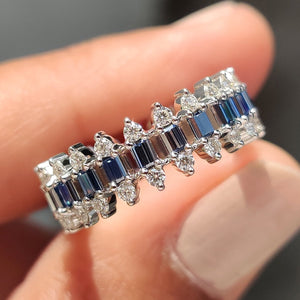 Baguette Cut Wedding Band With Three Row Pave style