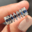 Baguette Cut Wedding Band With Three Row Pave style