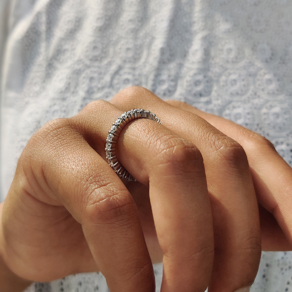 Round Moissanite Eternity Band In Secure Prong