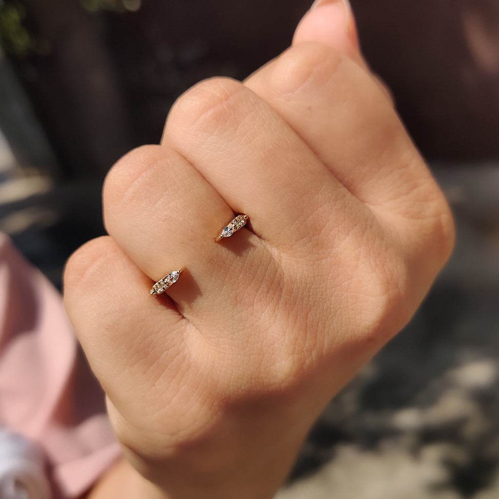 Marquise And Round Cut Yellow Gold Diamond Band