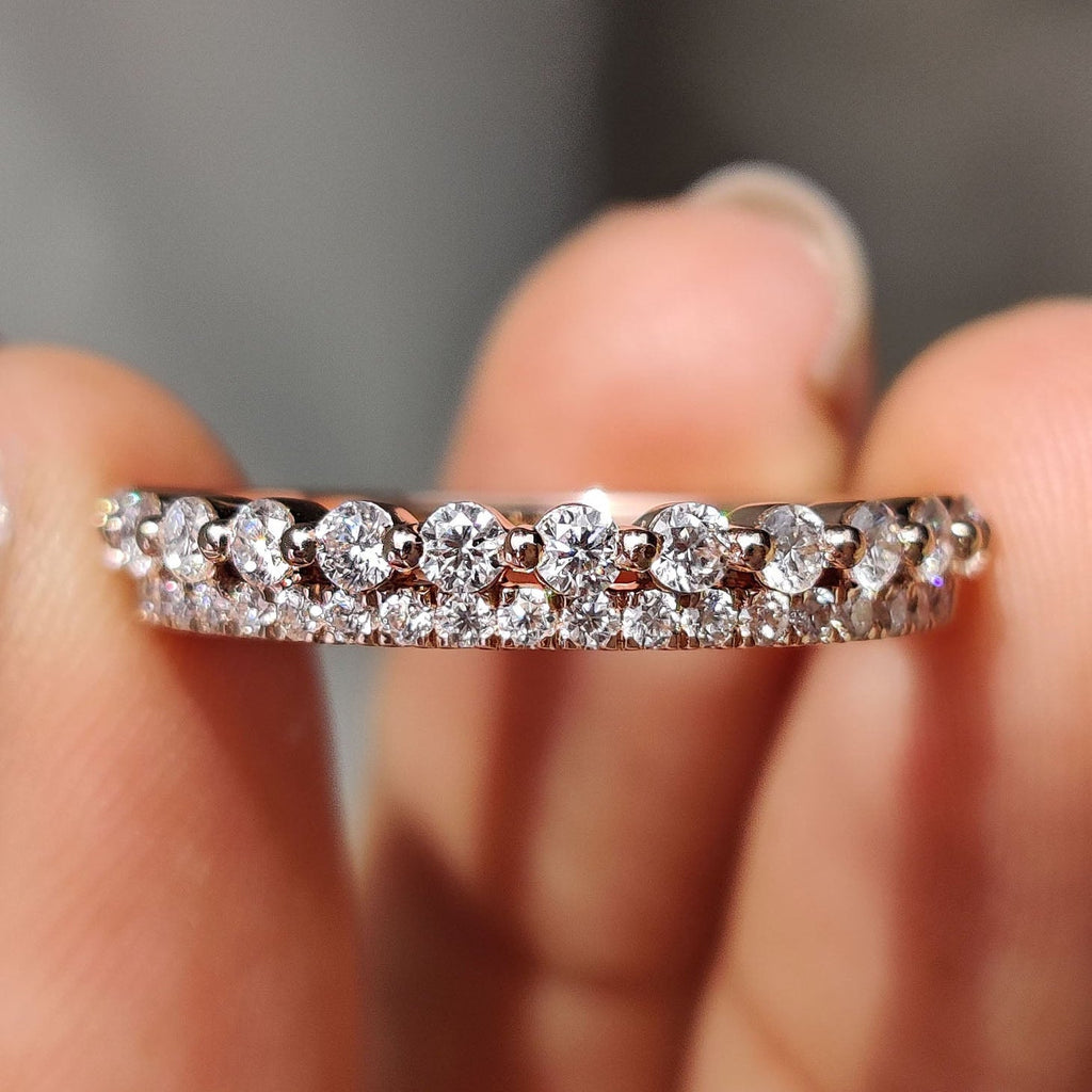 Round Cut Full Eternity Band With Double Row Pave Setting